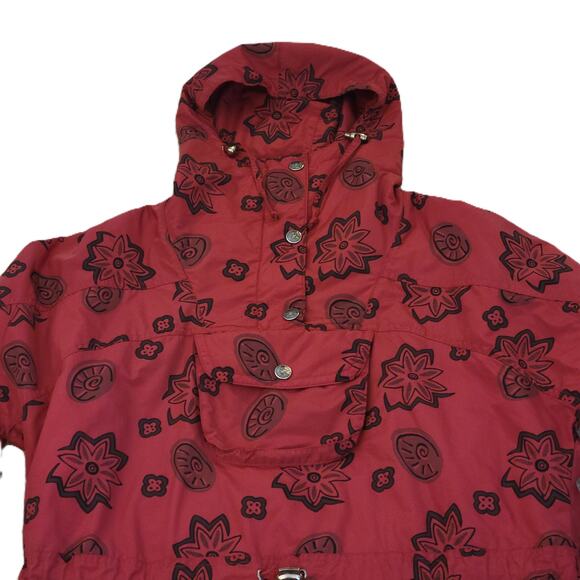 L.L. Bean Vintage Printed Anorak 1/4 Zip Pullover Hoodie Red Women's Size Medium - Picture 4 of 10